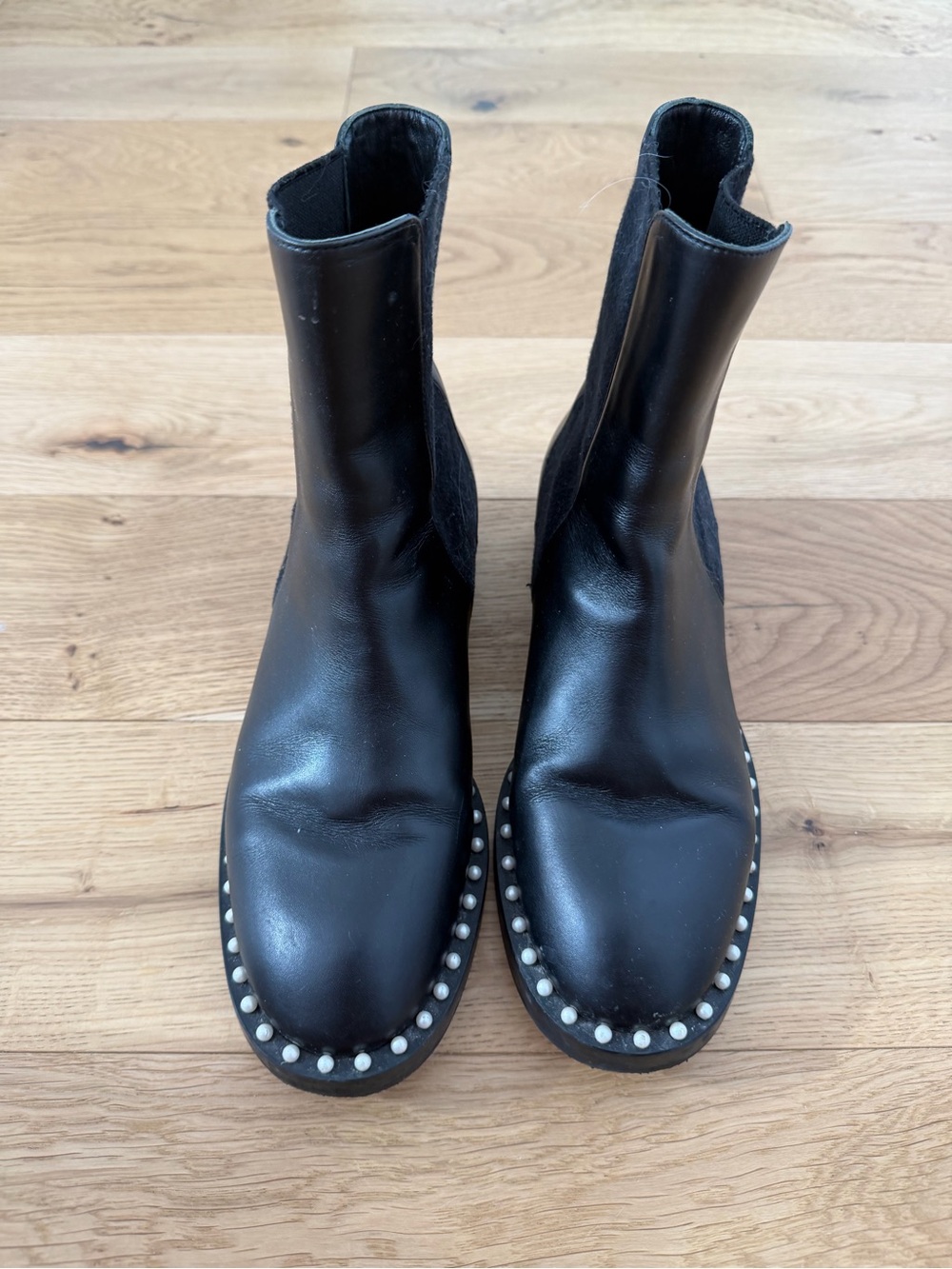 Stuart Weitzman Cline Pearl Stud-Trim Women's Ankle Boots